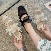 comfort shoes for women low sandals woman leather clear heels 2020 summer breathable buckle suit female beige all match comfort