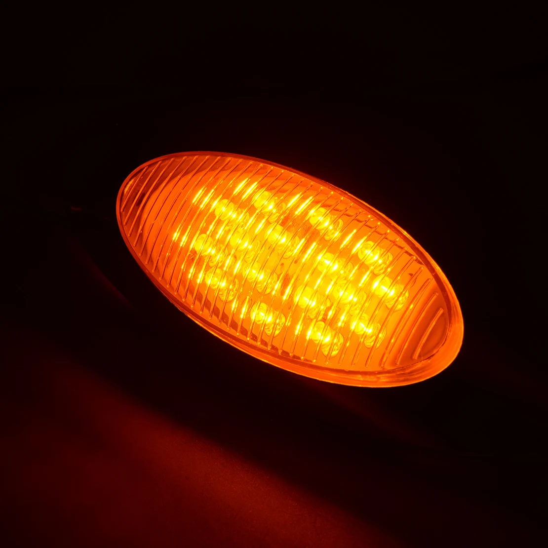 

4Pcs/Set 2 Wires 12V Universal Amber LED Clearance Thin Side Marker Light 16 LED Chrome Oval Fit For Freightliner Truck