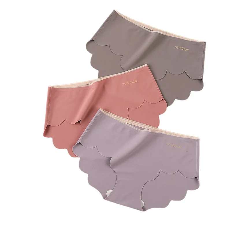 

High-end One-piece Seamless Underwear Women's Pure Cotton Silk Antibacterial Free Cut Breathable Mid-waist Breathable Briefs
