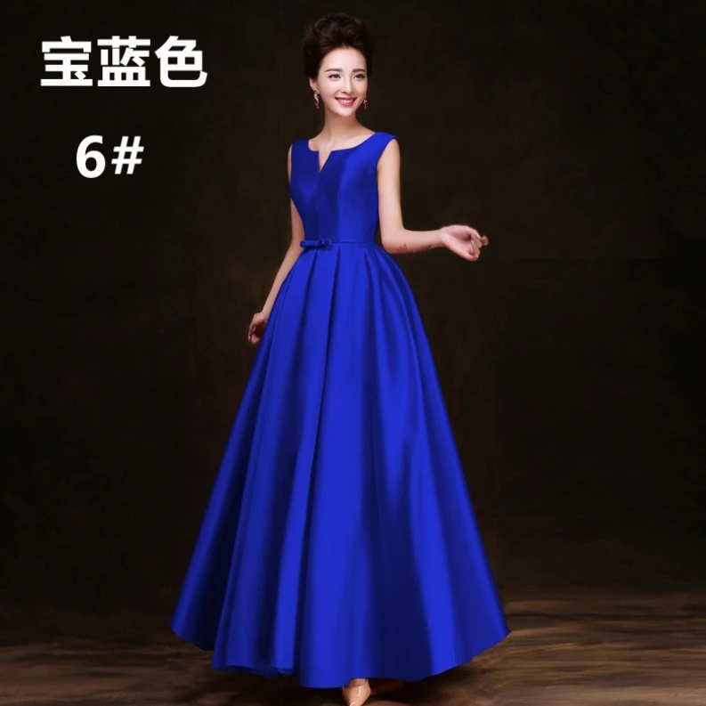 Royal blue Vestido de festa Новое атласное сексуальное ТРАПЕЦИЕВИДНОЕ ПЛАТЬЕ С v-образным вырезом бордовое Золотое фиолетовое платье для невесты свадебное платье largo - Цвет: Royal blue