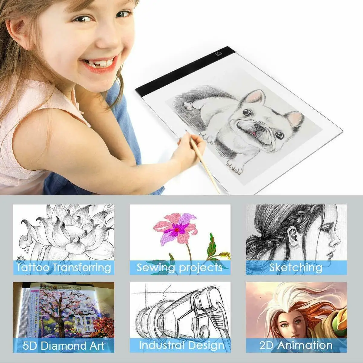 

Drawing tablet Usb kids toys drawing board Case tablet magic led kids toys A4/A5
