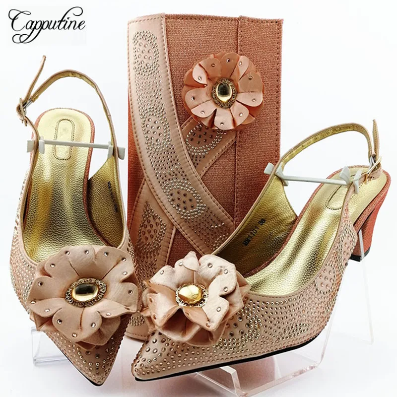 Новинка Роскошные женские туфли со стразами в европейском стиле и сумочка