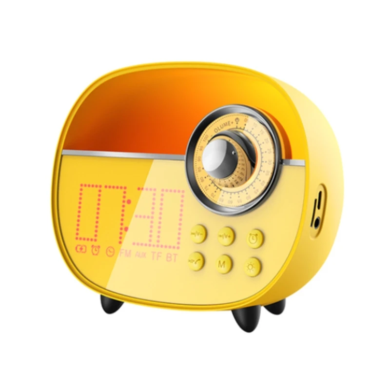 

Battery Powered Desktop Speakers Bluetooth Stereo Sound Bar Wireless for Desktop Battery Powered Table Clock bluetooth speaker