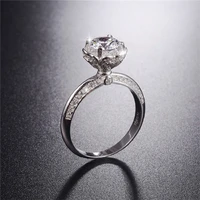 classic solid lotus 925 sterling silver wedding ring luxury round diamond party engagement rings for women jewelry gift