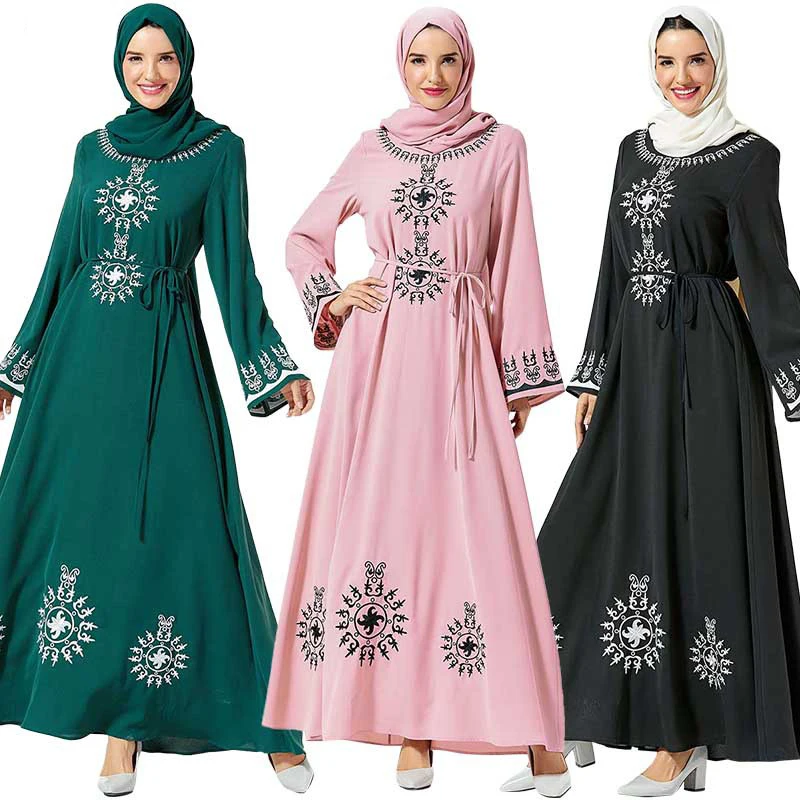 Мусульманская одежда размера плюс арабское большое платье-кимоно с вышивкой на