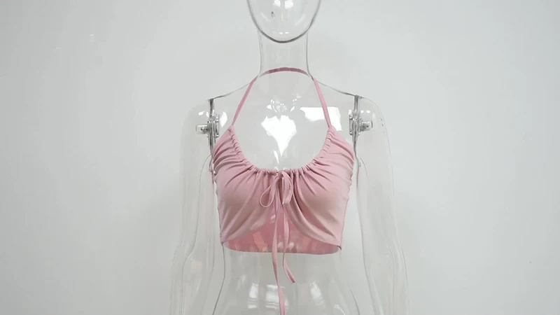 

YLDSGS 2021 Summer Bralette Strapless Women's Lace-Up Neck Hanging Back Sexy Vest Work Short Women's Tops Camisetas De Mujer Y2k