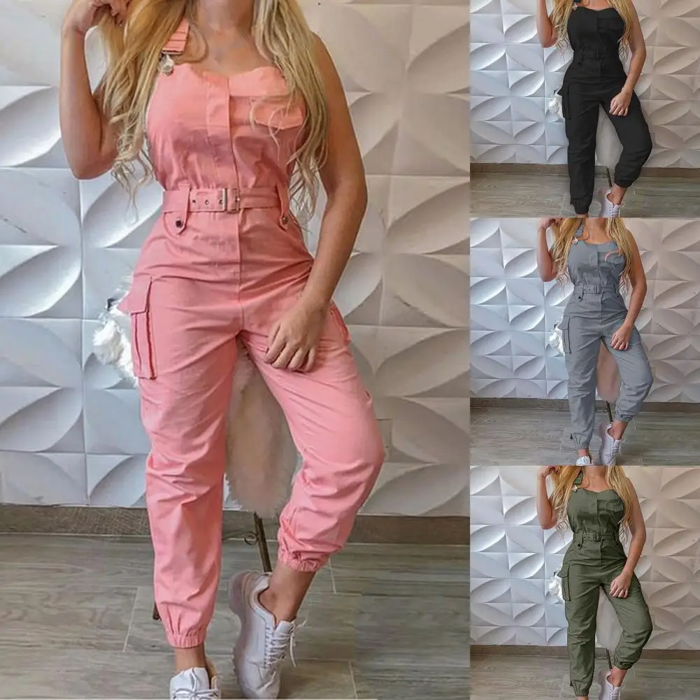 

50% Hot Sales!! Jumpsuit Sleeveless Halter Polyester Casual Backless Sexy Slim Women Romper for Daily Life