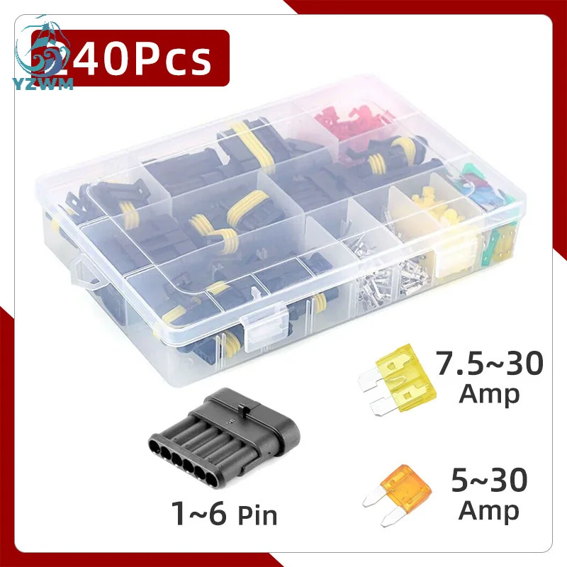 

240pcs Terminal Series Automotive Waterproof Connector Hid Male and Female Waterproof Connector Box Package