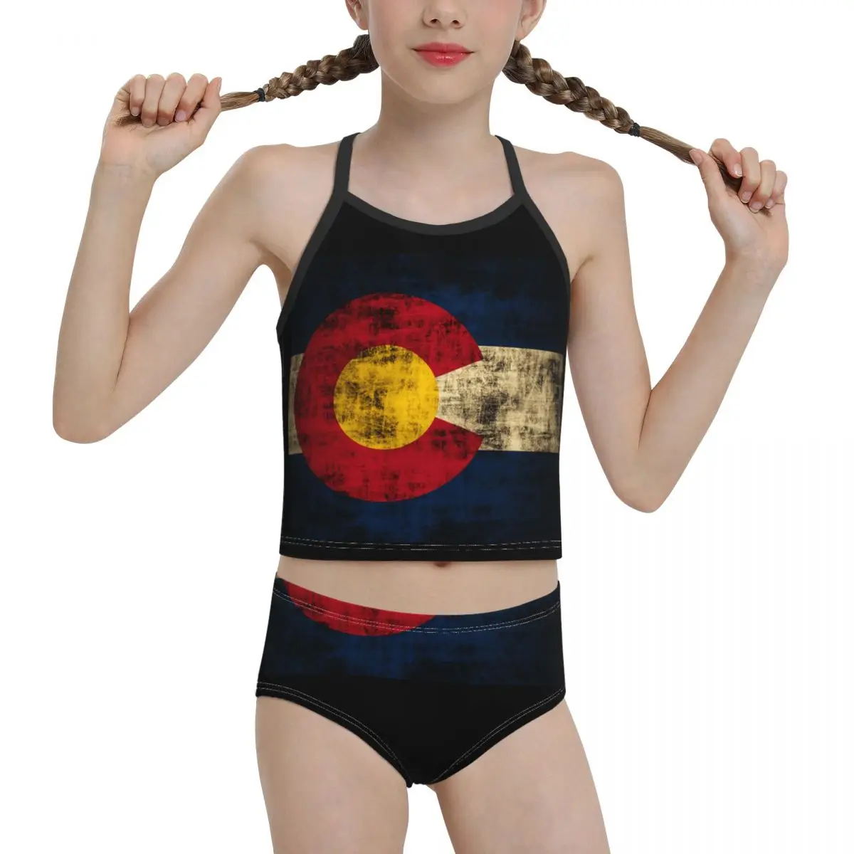

2021 гордый женский купальник-бикини, неполная средняя школа с принтом для девочек в винтажном стиле гранж состояние флаг Колорадо бикини опт...
