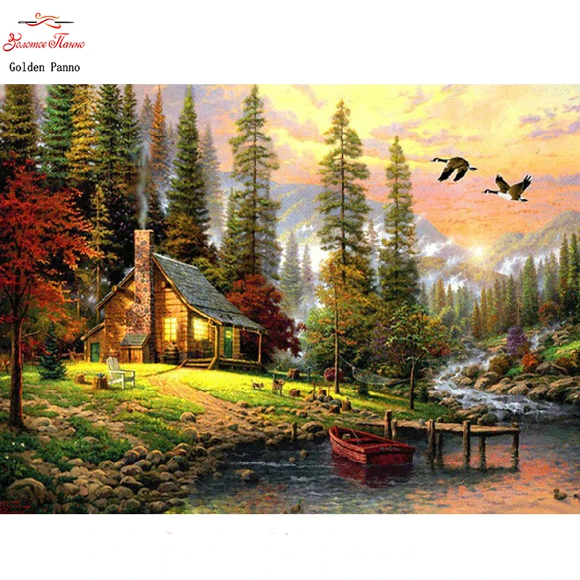 

5D DIY Diamond Painting New Fashion Rural Scenery Full Needlework Embroidery Square Rhinestone Room Decor Art Year