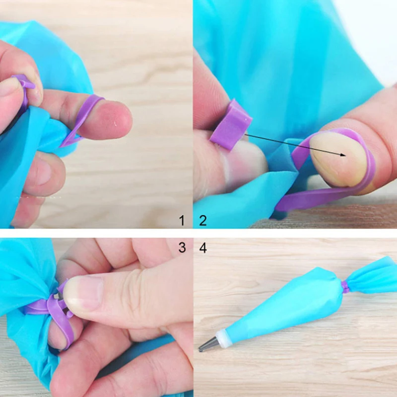

New 10Pcs Silicone Piping Bag Ties Fixed Rings DIY Reusable No Leaks Pastry Tool