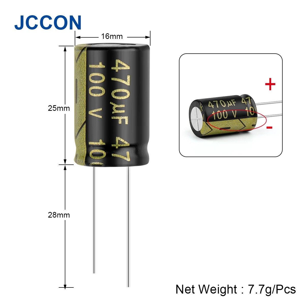 

10Pcs JCCON High Frequency Low ESR Aluminum Capacitor 100V470UF 16x25mm DIY Electronic Supercapacitor