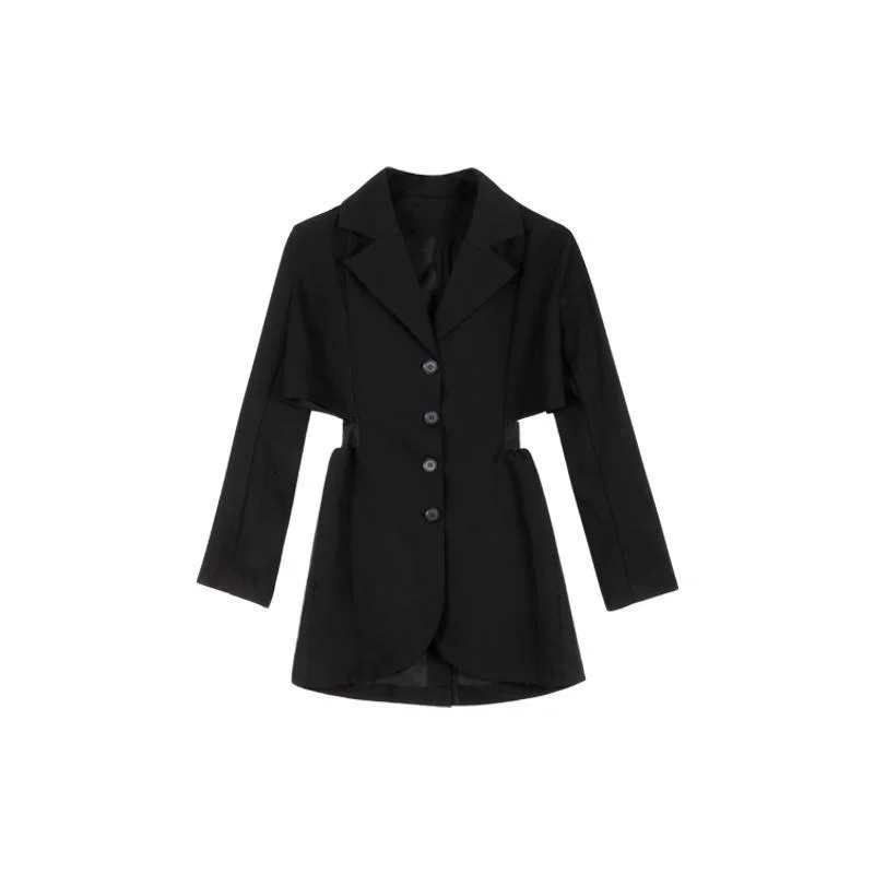 

QWEEK Blazer Dress Women Spring 2021 Fashion Women Wrap Balck Blazer Dress Long Sleeve Mini Elegant Office Ladies Dress Backless