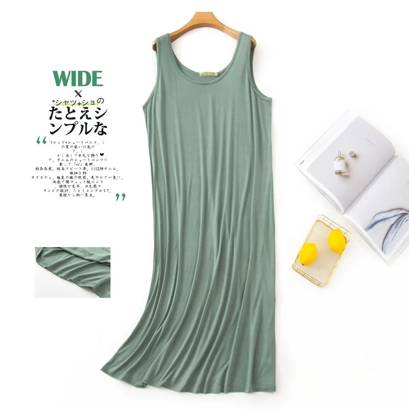 Ночная рубашка женская из модала тонкая сорочка без рукавов повседневная мягкая