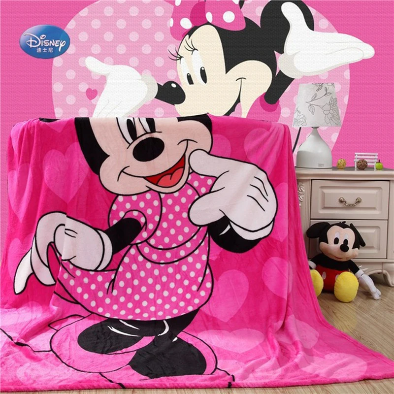 Disney Pink Minnie Mouse Thin Soft Plush Flannel Blanket 150x200cm Throw for Kids Girls Gift Summer Cover Flatsheet on Bed Sofa