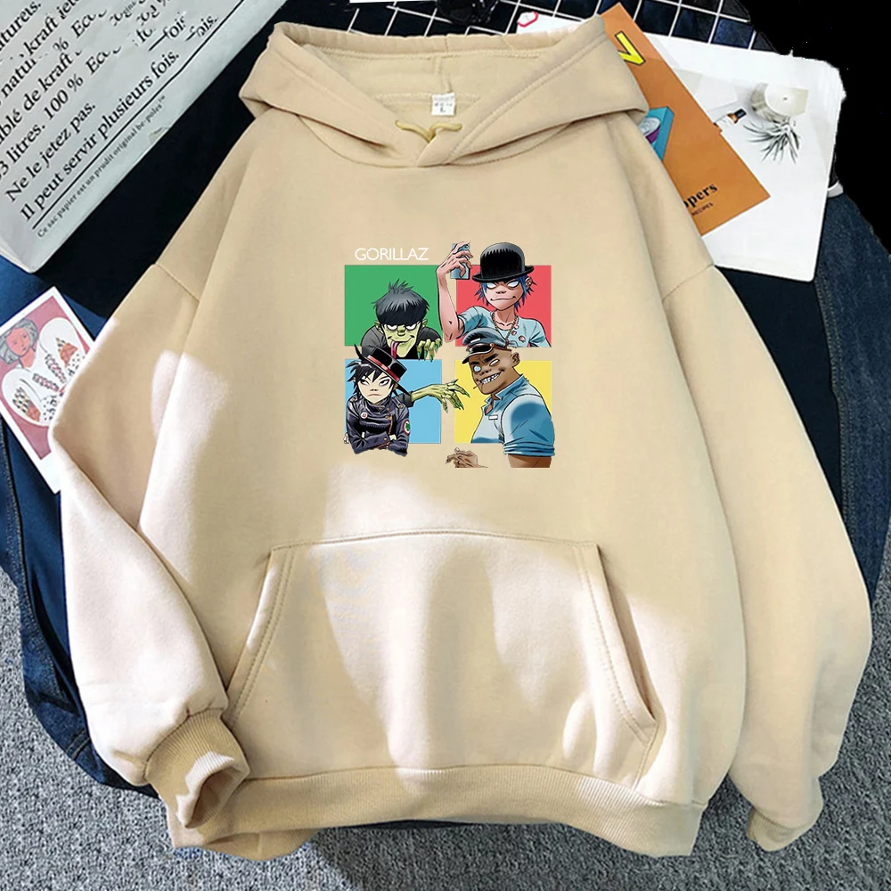 Худи унисекс с рисунком аниме Gorillaz женские пуловеры для отдыха оверсайз мужские