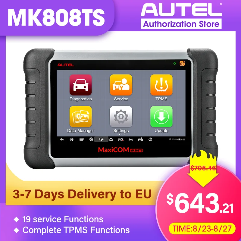 Autel MaxiCOM MK808TS автомобильный диагностический инструмент TPMS OBD2 сканер