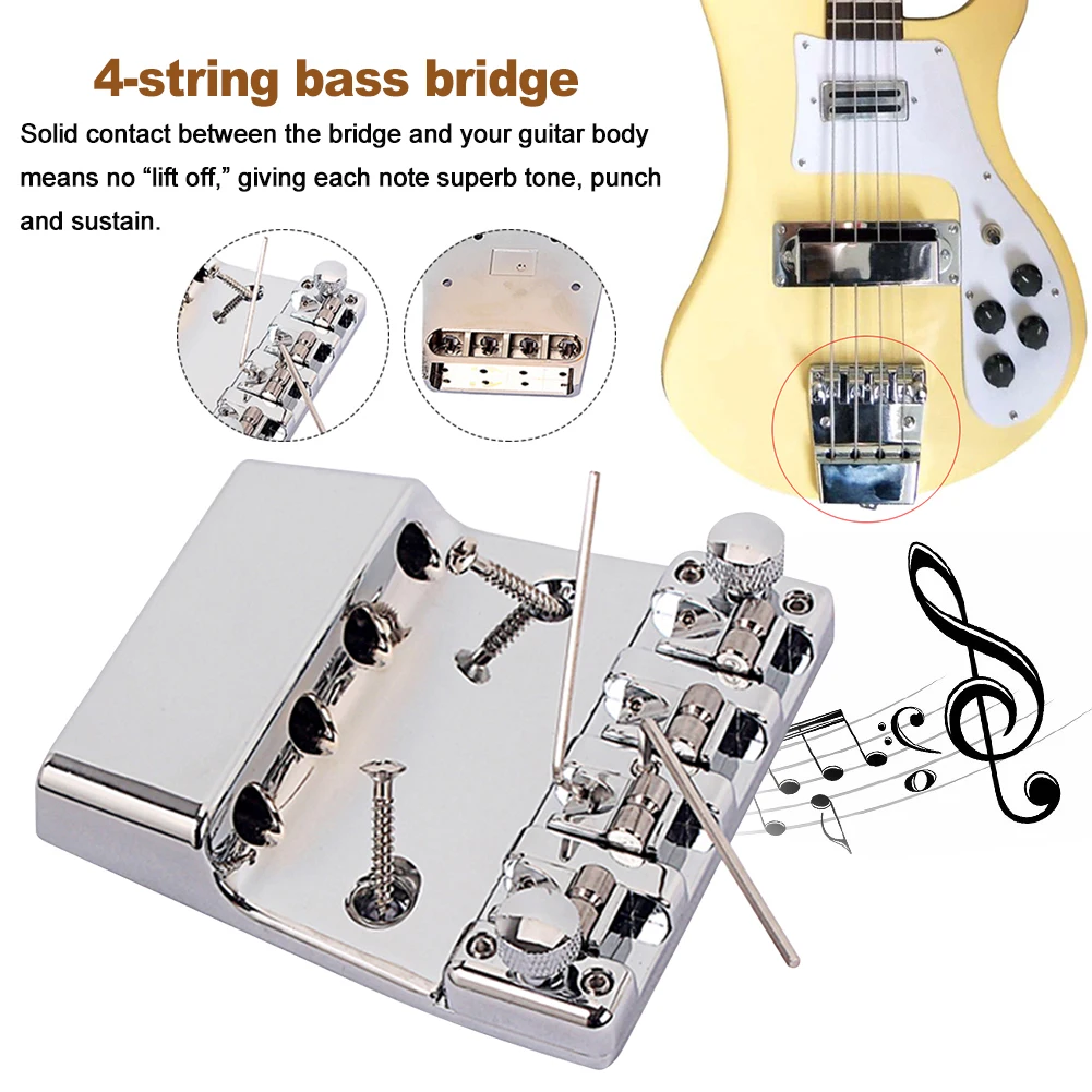 

Electric Guitar Easy Install Portable Small Shoe-shaped Metal Bass Bridge Durable With Wrench Repair 4 String Professional