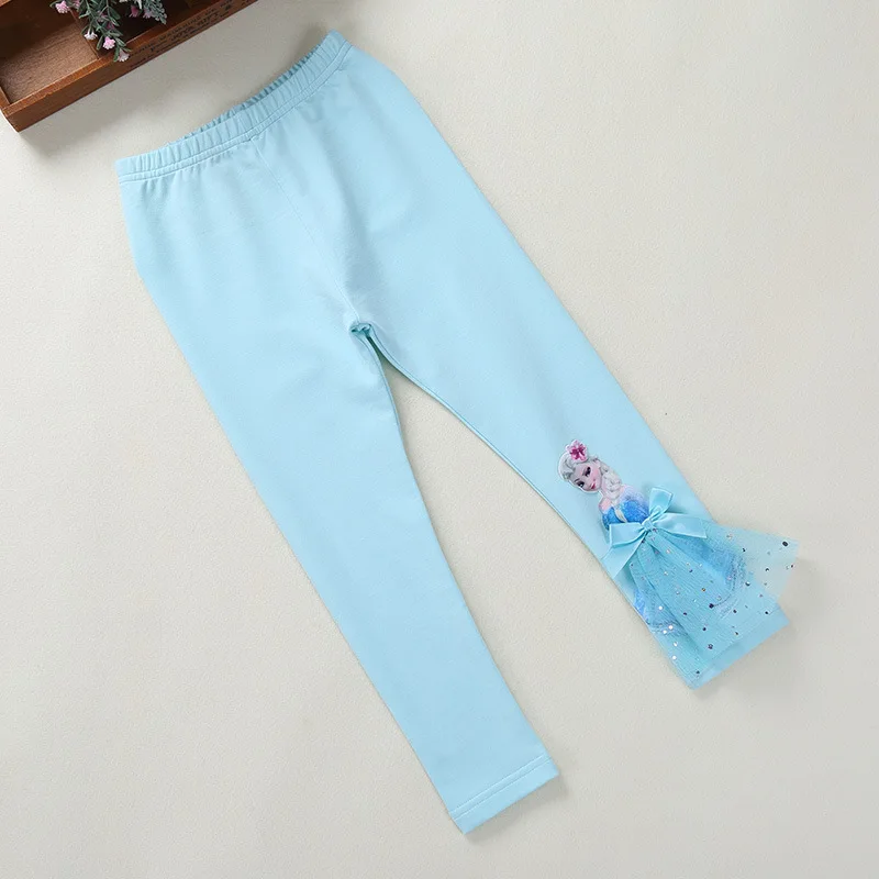 8816-pants 5 Детские осенние штаны для девочек с изображением принцессы Эльзы, 3D 3D кукла, леггинсы с вышивкой Анны и Софии, леггинсы с бантом для девочек милый костюм - Цвет: 8816-pants 5