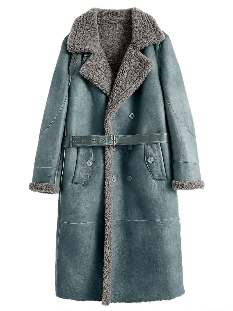 

Genuine 2020 Winter Leather Jacket Men Long Real Fur Coat Mens Shearling Jacket Sheepskin Coat for Men Veste Cuir Homme 18168