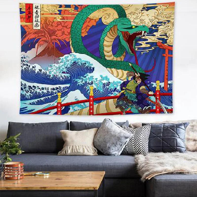 Гобелен с изображением большой волны канагава настенный подвесной ковер китами