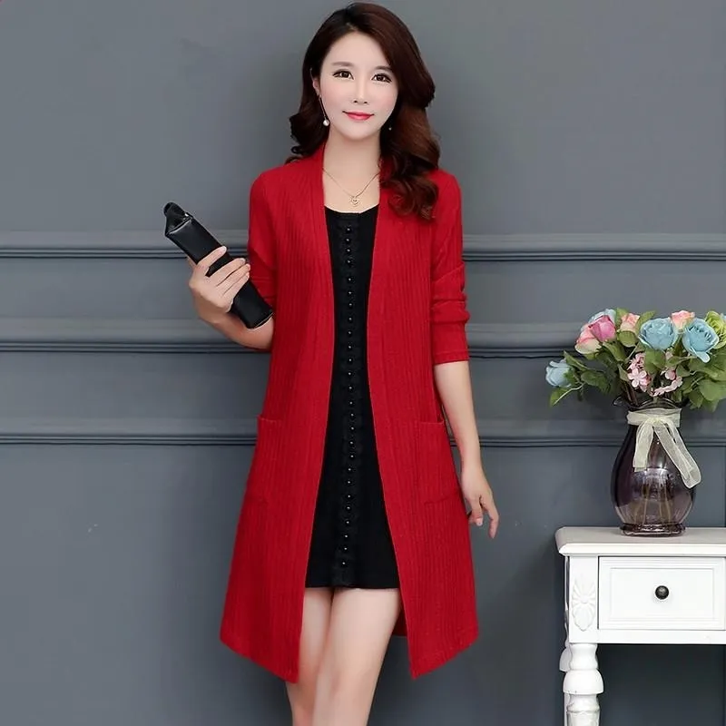 Женский свободный свитер большого размера весенне-осенняя шаль тонкий кардиган