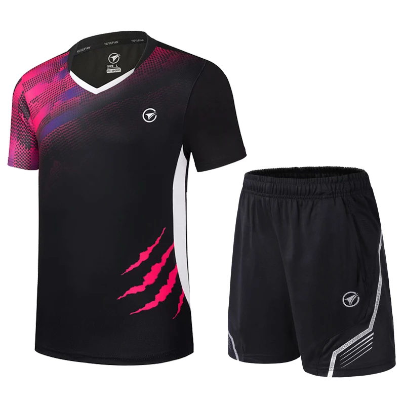 

Новинка 2021, одежда для настольного тенниса и бадминтона, костюм для мужчин и женщин, спортивные быстросохнущие дышащие шорты с коротким рук...