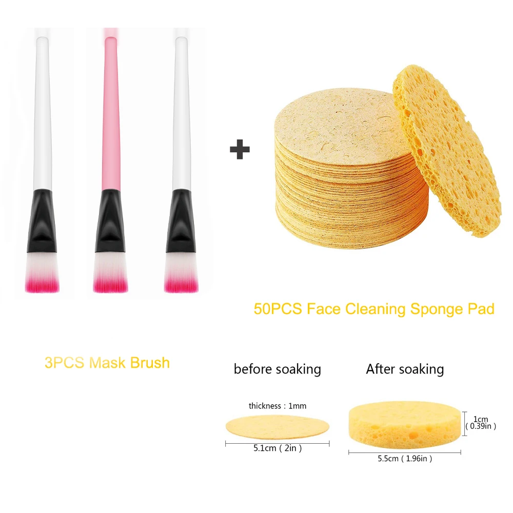 Целлюлозные губки для очищения лица и умывания 50 шт. подушечки снятия макияжа