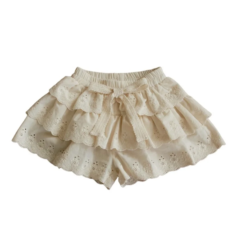 

Kids Pants 2021 Summer Korean Children's Wear Children's Hollow Girls Multi-layer Lace Culottes Girls Shorts