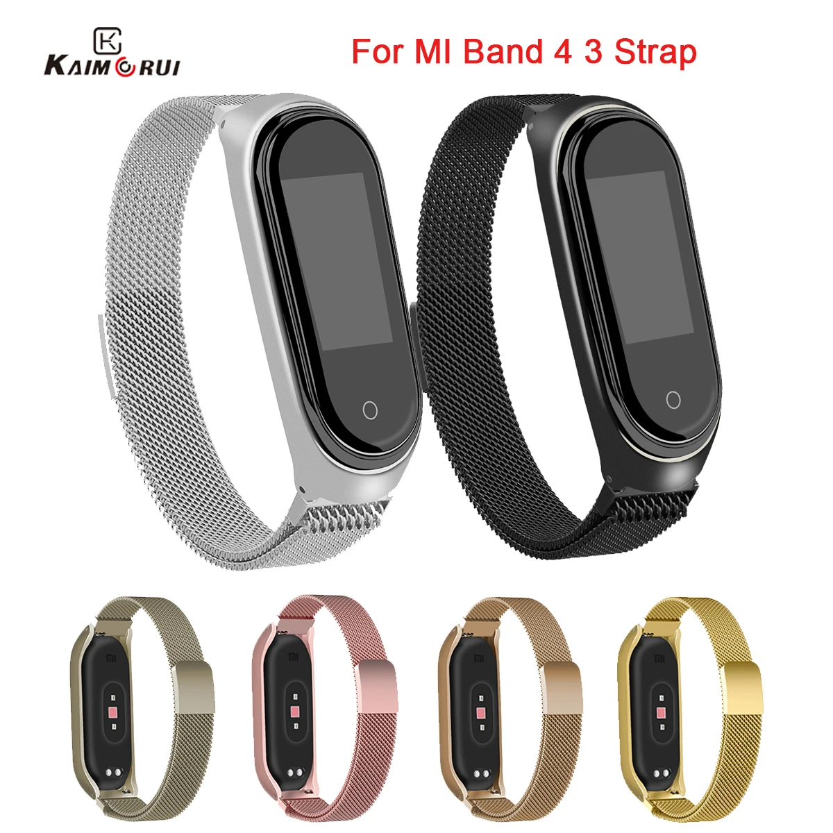 Металлический ремешок для Xiaomi Mi Band 4 3 MiBand браслет smartband из нержавеющей стали Band3