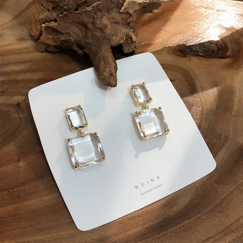 2020 в Корейском стиле новый дизайн модные ювелирные изделия двойные квадратные