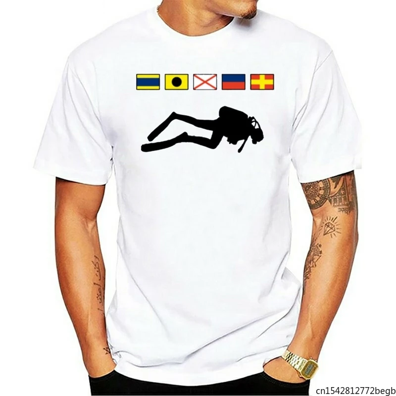 

SCUBA DIVER Dive Down Flag Print Men's T Shirt