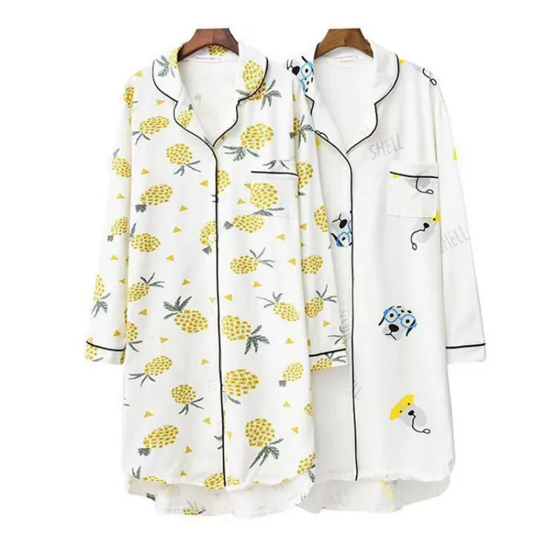 Супер огонь ананас удобные 100% хлопок флипсовый воротник с длинными рукавами