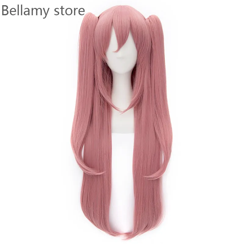Аниме "Серафим конца" Крюл Тепес длинная прямая розовая хвостик-пони из термостойкого косплейного парика с накладкой+накладка на парик.