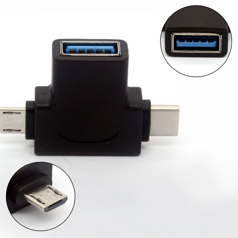 USB 3 0 гнездо к Micro-USB 5 Pin папа и Тип C (USB C) разъем адаптера 2 в 1 T Форма OTG конвертер |