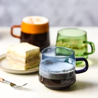hand made color heat resistant glass hanging ears hand made coffee cups mugs simple glass water cups stackable design