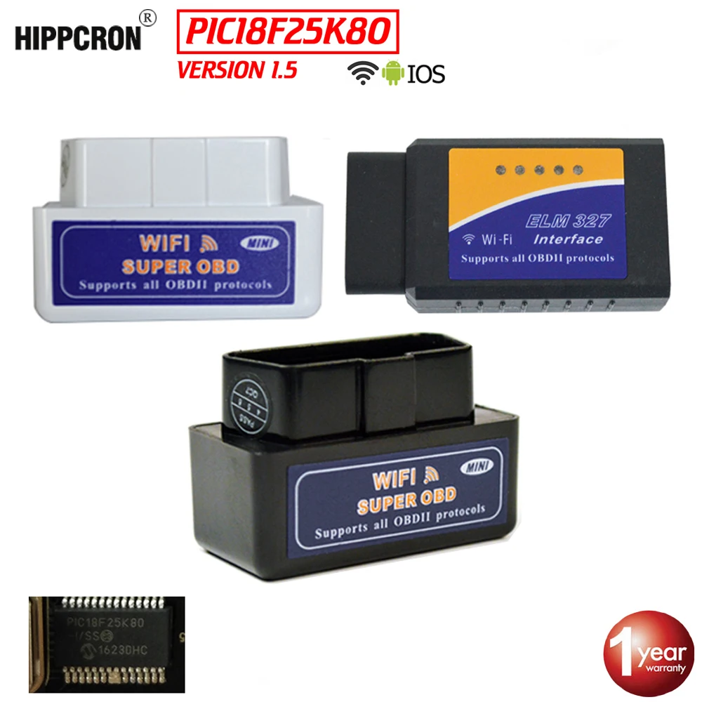 Бегемот OBD2/OBDII Bluetooth/WIFI MINI ELM327 V1.5 для IOS/Android автоматический диагностический сканер