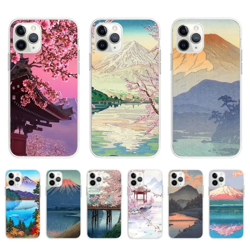 

Mt. Fuji and Lake Japanese Vintage Art Phone Case Hull for iphone 13 11pro MAX 8 7 6 6SPlus X XS MAX 5 5S SE XR Fundas Capa