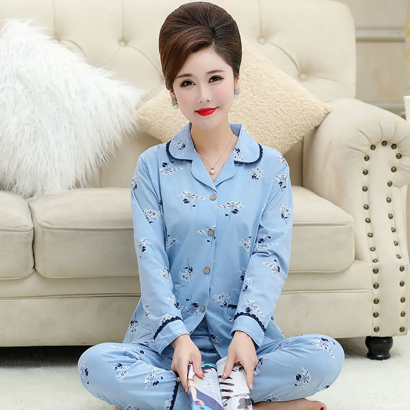 Пижама женская из 100% хлопка с длинным рукавом | Женская одежда