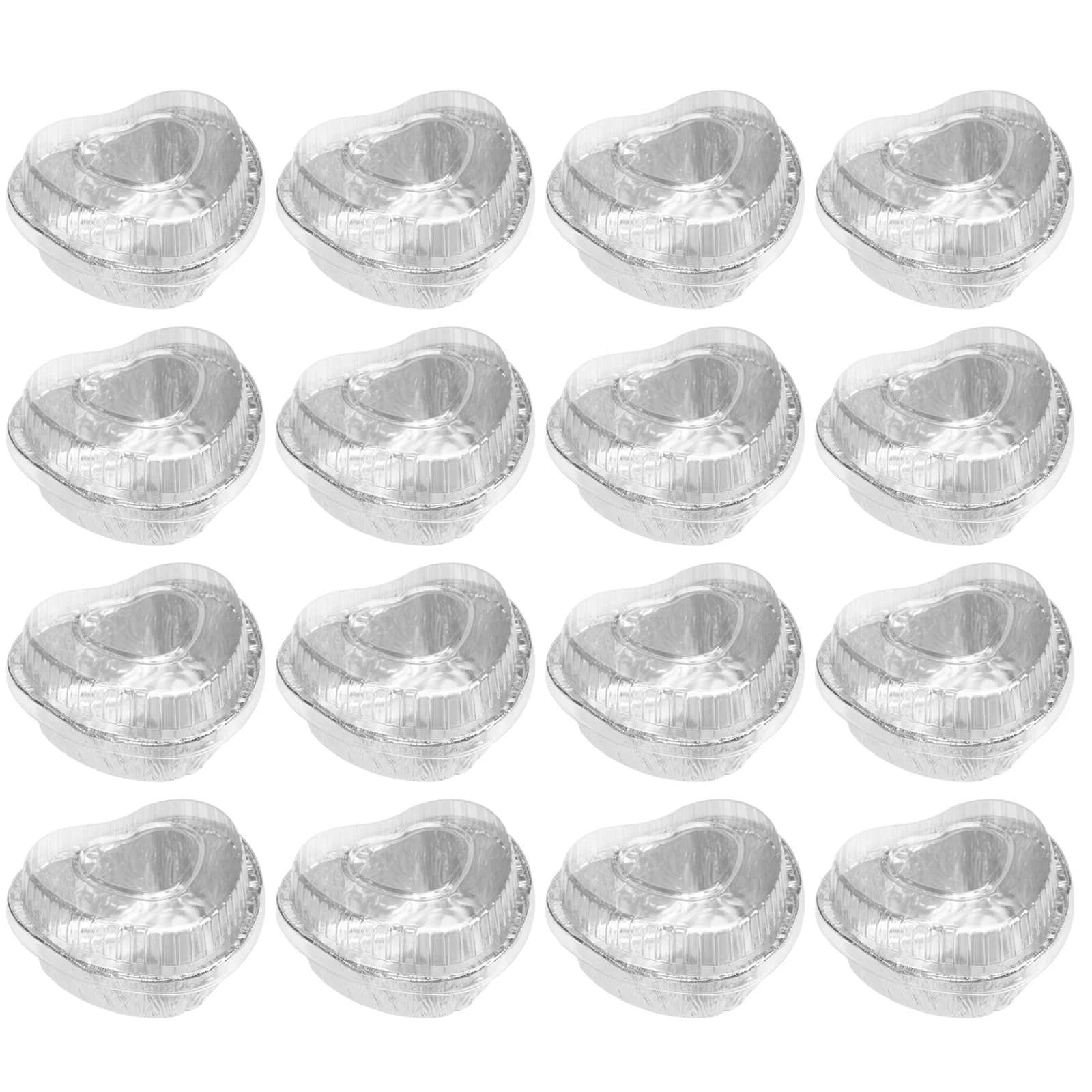 

20 шт., одноразовые сковородки для барбекю в форме сердца, оловянные сковородки для яиц с крышками