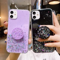 glitter silicone case for iphone 13 11 12 pro mini 7 8 6 6s plus xr x xs max case clear cover coque funda phone stand holder