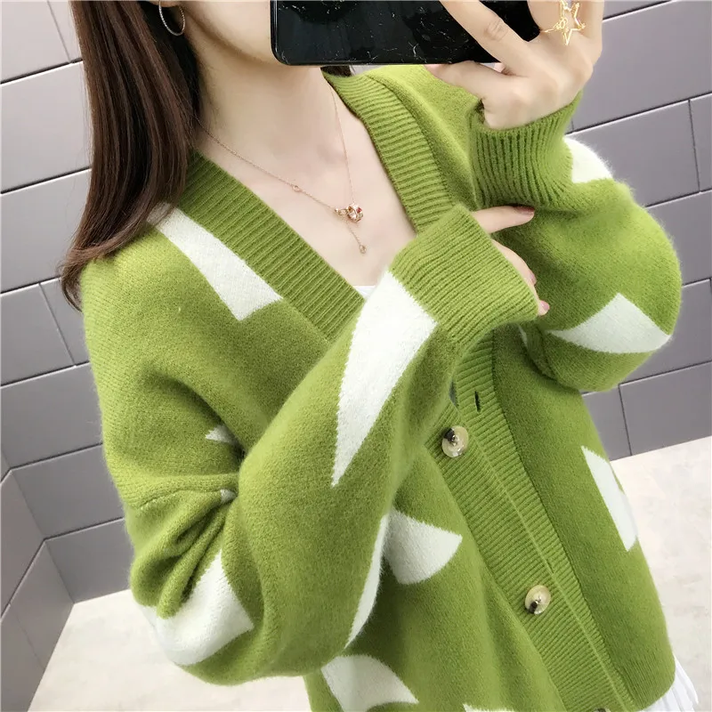 Осенняя Женская куртка новинка v-образный вырез однобортный Кардиган шикарный