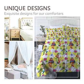 BlessLiving Clown Summer Quilt Set Ball and Umbrella Comforter Watercolor Bedding Throw Yellow White Thin Duvet Set Funny Colcha 2