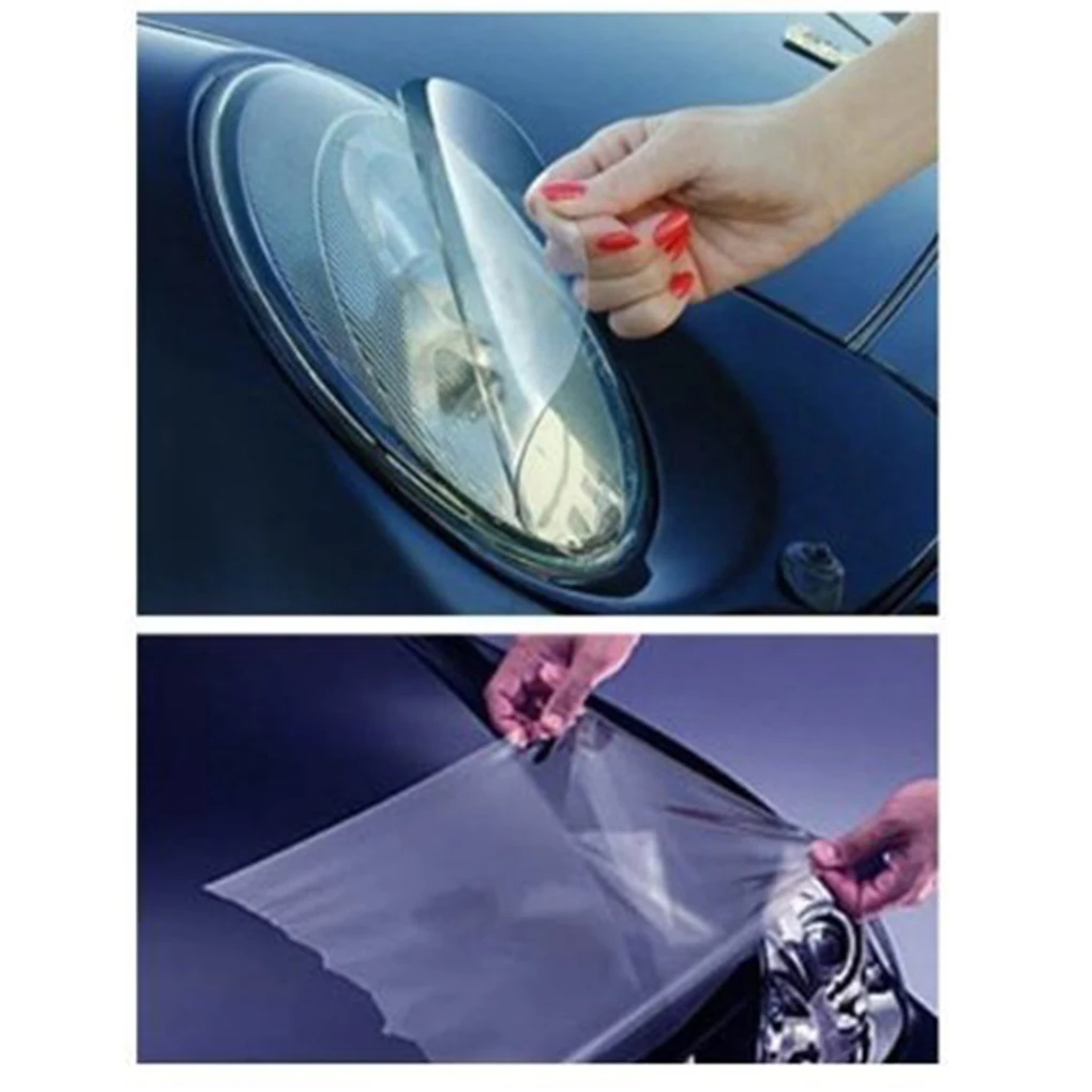 

Car Headlight Protective Cover Wrap Tail Light Fog Lamp Stikcer Film Car Styling, Transparent, 30x100cm