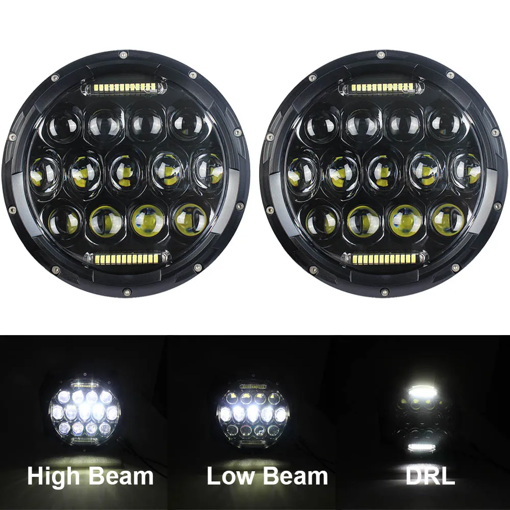 

For Lada Nive 7inch Round Led Headlight Hi/Low Beam Light Halo Angle Eyes DRL Headlamp for Jeep Wrangler Off Road 4x4 Motorcycle