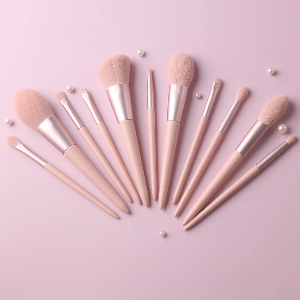 Кисти для макияжа BEILI розовые 11 шт. косметические кисти набор румян основа ресниц