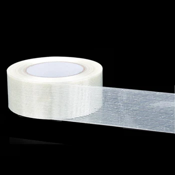 Cinta de filamentos de fibra fuerte, cinta de sellado de modelo de flejado de placa de acero de vidrio fijo eléctrico, rayas transparentes, 25M 1
