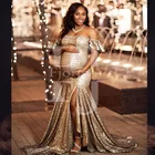 Блестящие выполненные на заказ платья для беременных с блестками русалки 2021 женское платье для выступлений или торжественных мероприятий