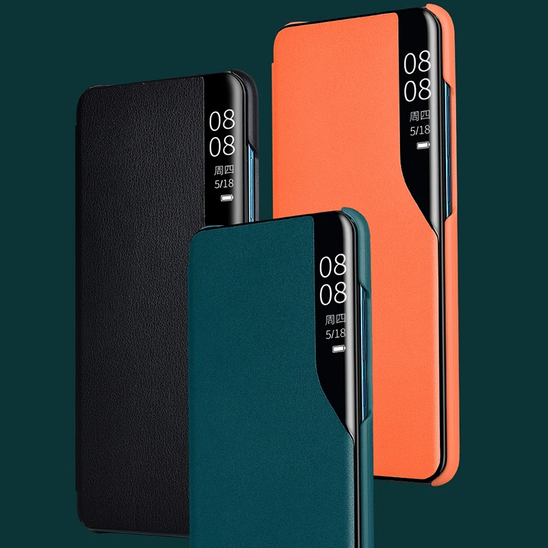 Чехол-книжка из искусственной кожи с окошком для экрана Huawei P40 P30 P20 Mate 20 Pro Lite E P Smart