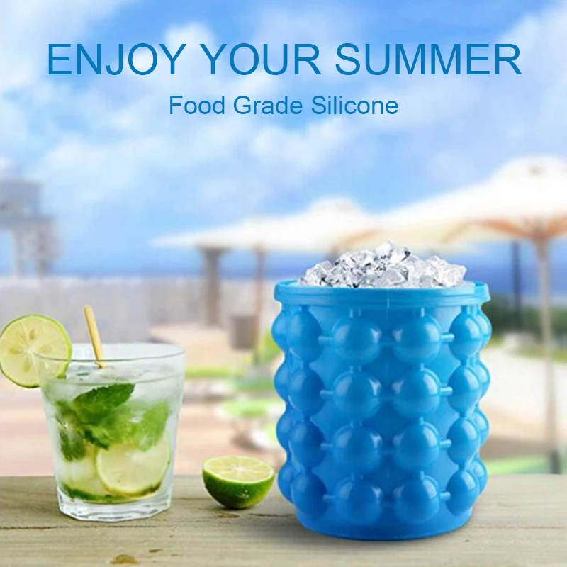 

Silicone Ice Bucket Ice Maker Fast Cold with Lids Portable Bucket Beer Wine Ice Cooler Kitchen Tools Bar Supplies